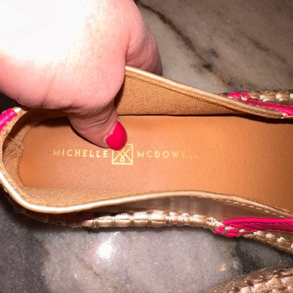 Gold and Pink Espadrille Flats — Women's Slip-On Espadrilles - Picture 9 of 9